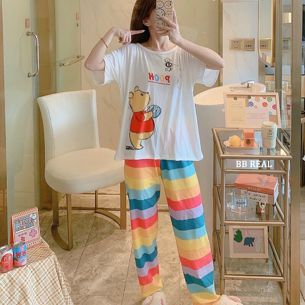 Đồ Bộ Mặc ở Nhà Bộ Đồ Ngủ Nữ Quần Dài Pijama Thun Lạnh Đẹp [CODE 37-40] Freesize Từ 45-60Kg - BB REAL | BigBuy360 - bigbuy360.vn