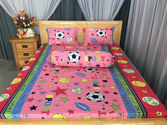 Bộ drap thun❤️FREESHIP❤️ga thun lạnh Hàn Quốc mẫu trái banh( 1 ga, 2 áo nằm, 1 áo ôm)