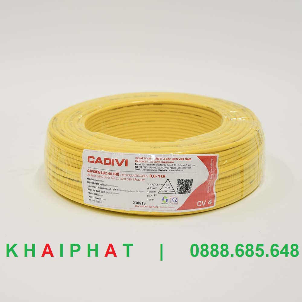 Cadivi Dây điện đơn cáp điện đơn Dây điện mềm CV4 CV 4 4. CHẤM MM2 giá tốt giá rẻ hàng chính hãng - KHẢI PHÁT