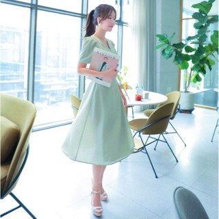 Đầm váy freesize mint xẻ tà