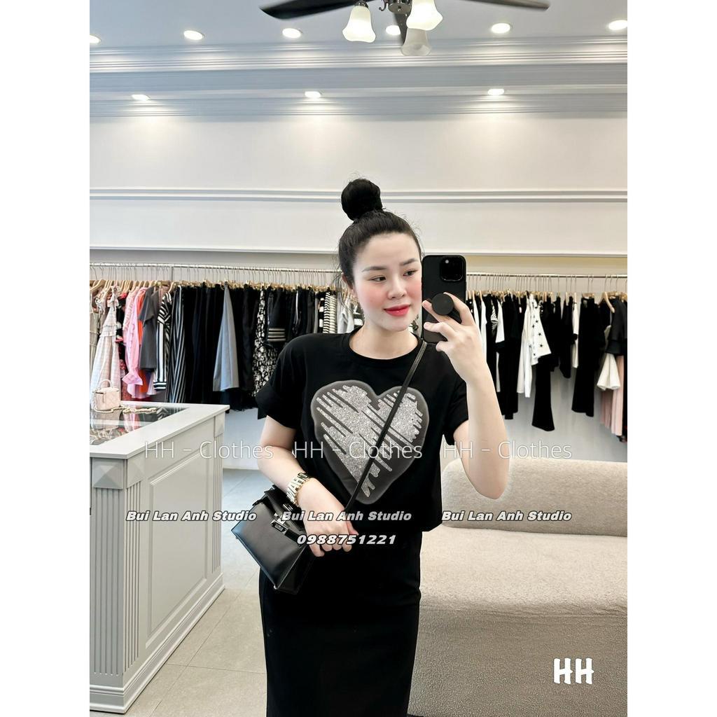 Set Bộ Đồ Nữ Áo Phông crt Trái Tim Tím Mix Chân váy Suông cotton Freeship