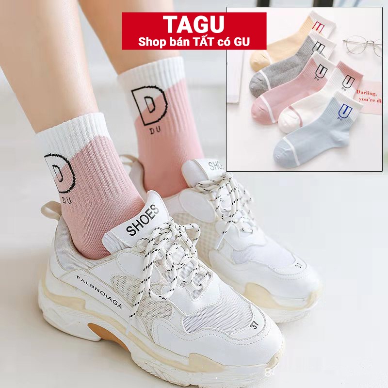 Tất vớ nữ nam cao cổ dài trắng dễ thương hàn quốc đẹp TAGU chân thấp nhún đủ màu trơn đen, đỏ, vàng, xám, xanh
