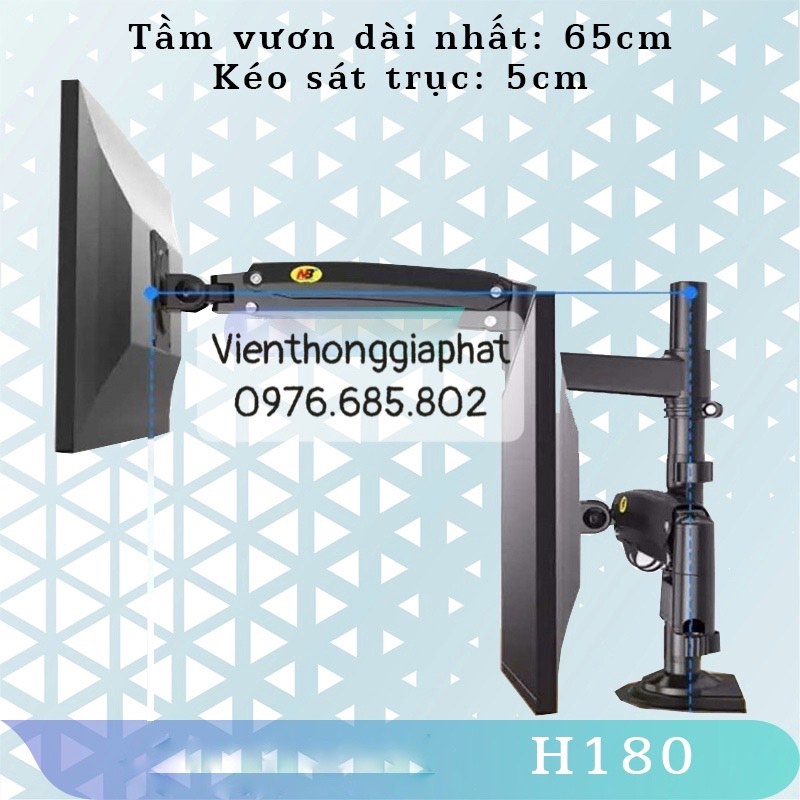 H180 - Giá treo 2 màn hình / Giá đỡ 2 màn hình/ Phiên bản 2 tay của H100