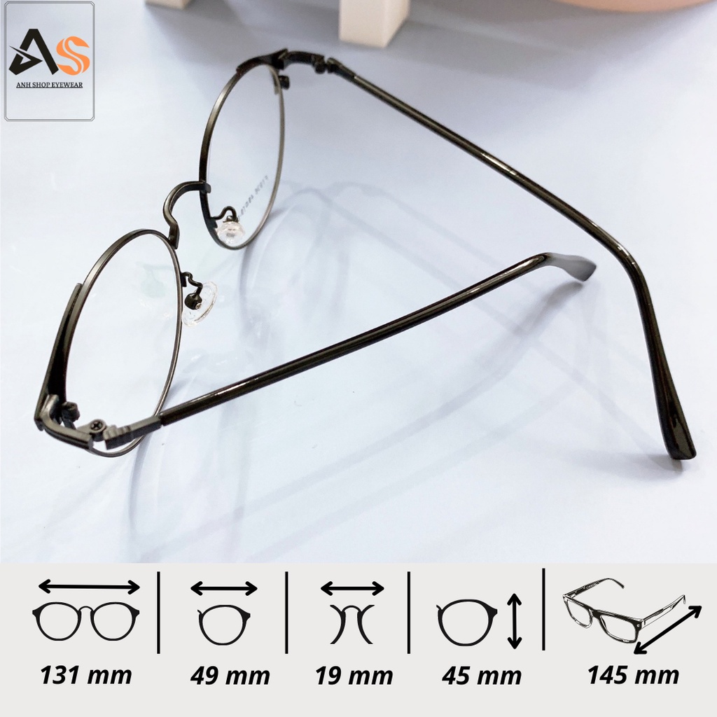Gọng kính tròn nữ giới chất liệu kim loại thời trang 1936
