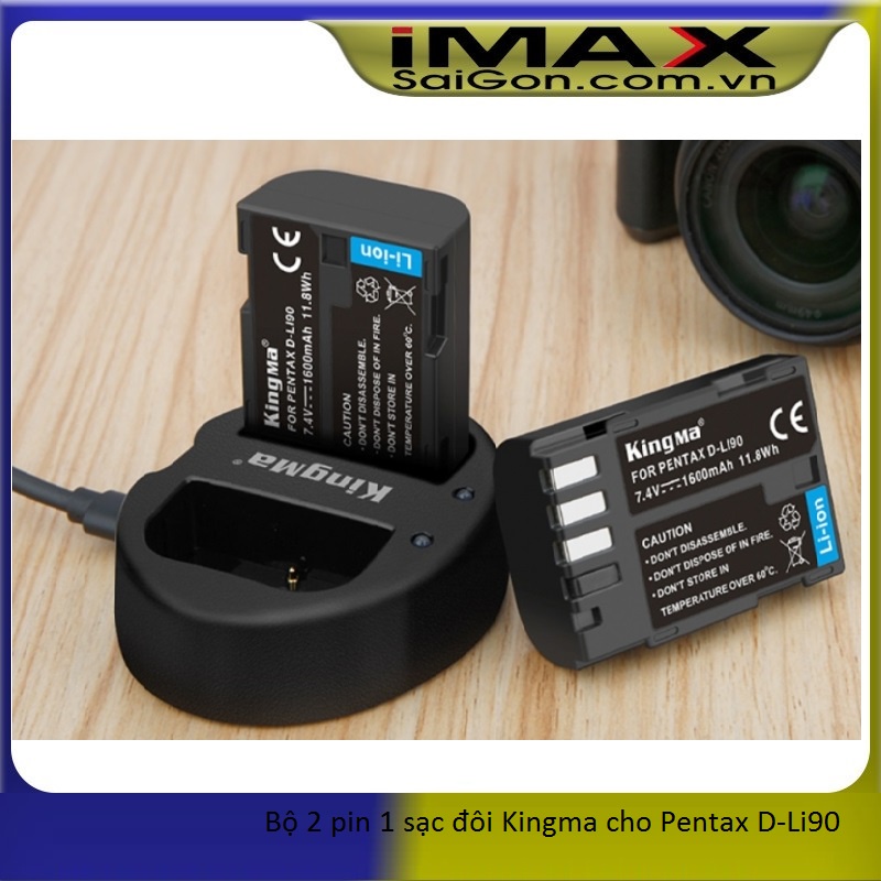 Bộ 2 pin 1 sạc đôi Kingma cho Pentax D-Li90