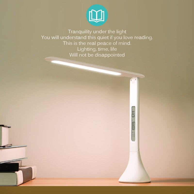 Đèn học WK đèn LED tích điện thông minh, báo nhiệt độ, lịch ngày tháng, hẹn giờ báo thức chống cận đa năng