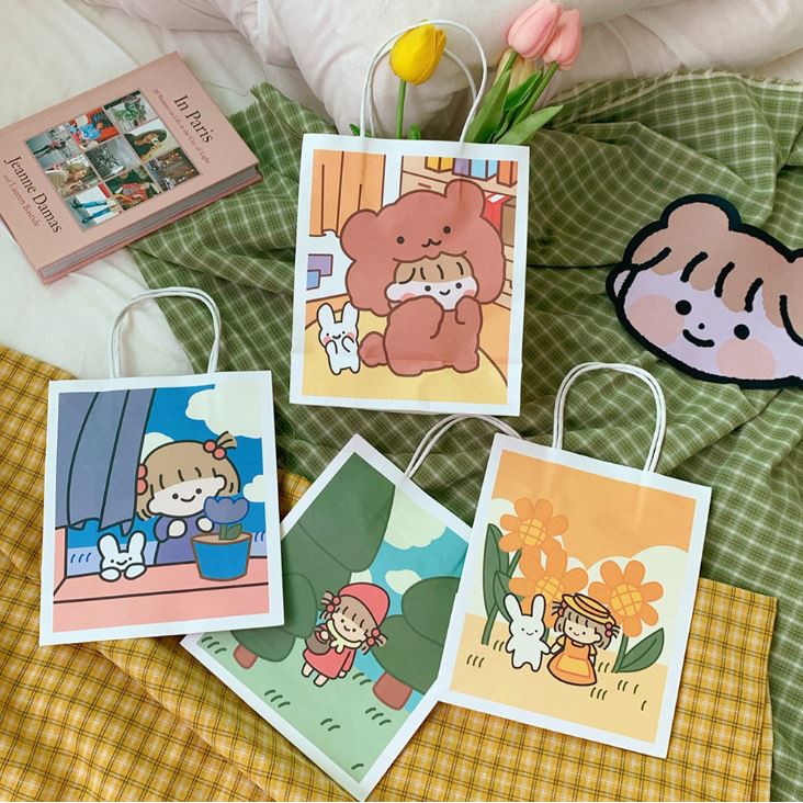 TÚI GIẤY HÌNH PHONG CÁCH HÀN QUỐC KRAFT  -  TÚI GIẤY HOẠT HÌNH  A216