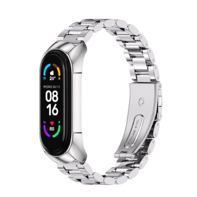 Dây đeo kim loại mắt to Mi band 7 / Mi band 5 & 6 Mijobs - Dây đeo chính hãng Mijobs Miband 5 6 3 & 4