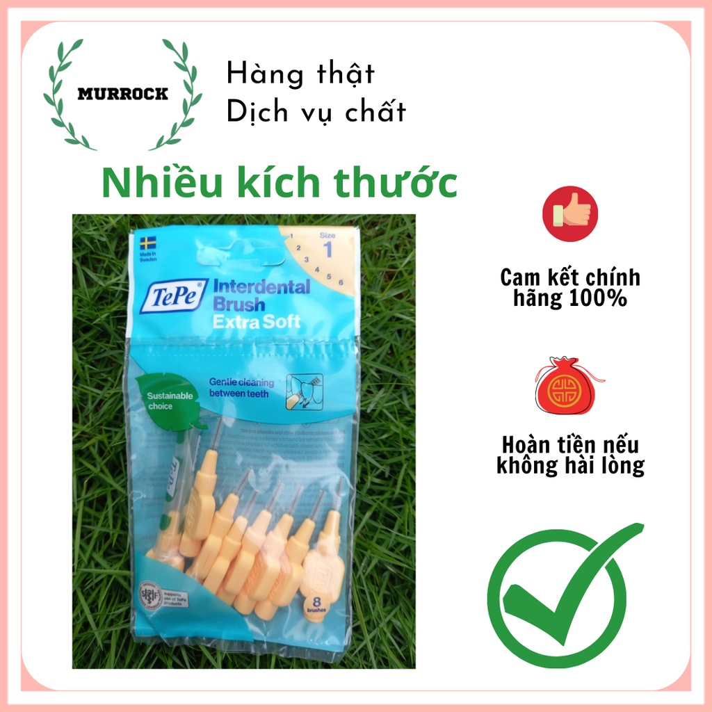 Cây chải kẽ răng  siêu mềm Tepe  Interdental Brush Extra Soft UK Anh Quốc bịch 8 cây