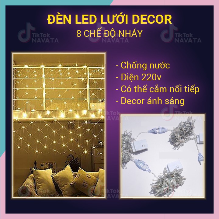 Đèn Led Lưới Cá, đèn trang trí decor phòng ngủ, tiệc tùng, lễ tết, tiktok (Chống Nước)