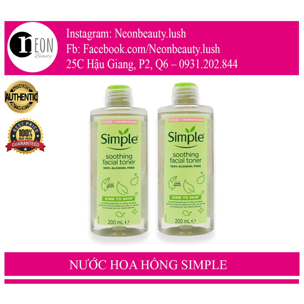 Nước Hoa Hồng Cân Bằng Da Dịu Nhẹ Toner Simple Kind to Skin Soothing Skin facial Toner 200ml - có tem phụ tiếng việt | BigBuy360 - bigbuy360.vn