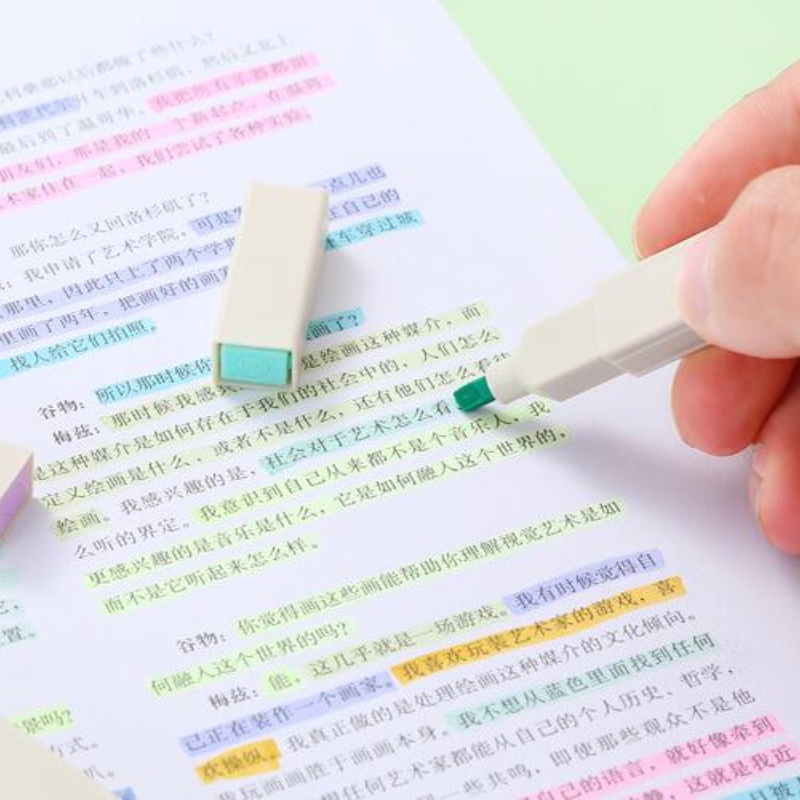 Set 6 bút dạ quang mềm sức chứa lớn màu sáng dùng cho học sinh