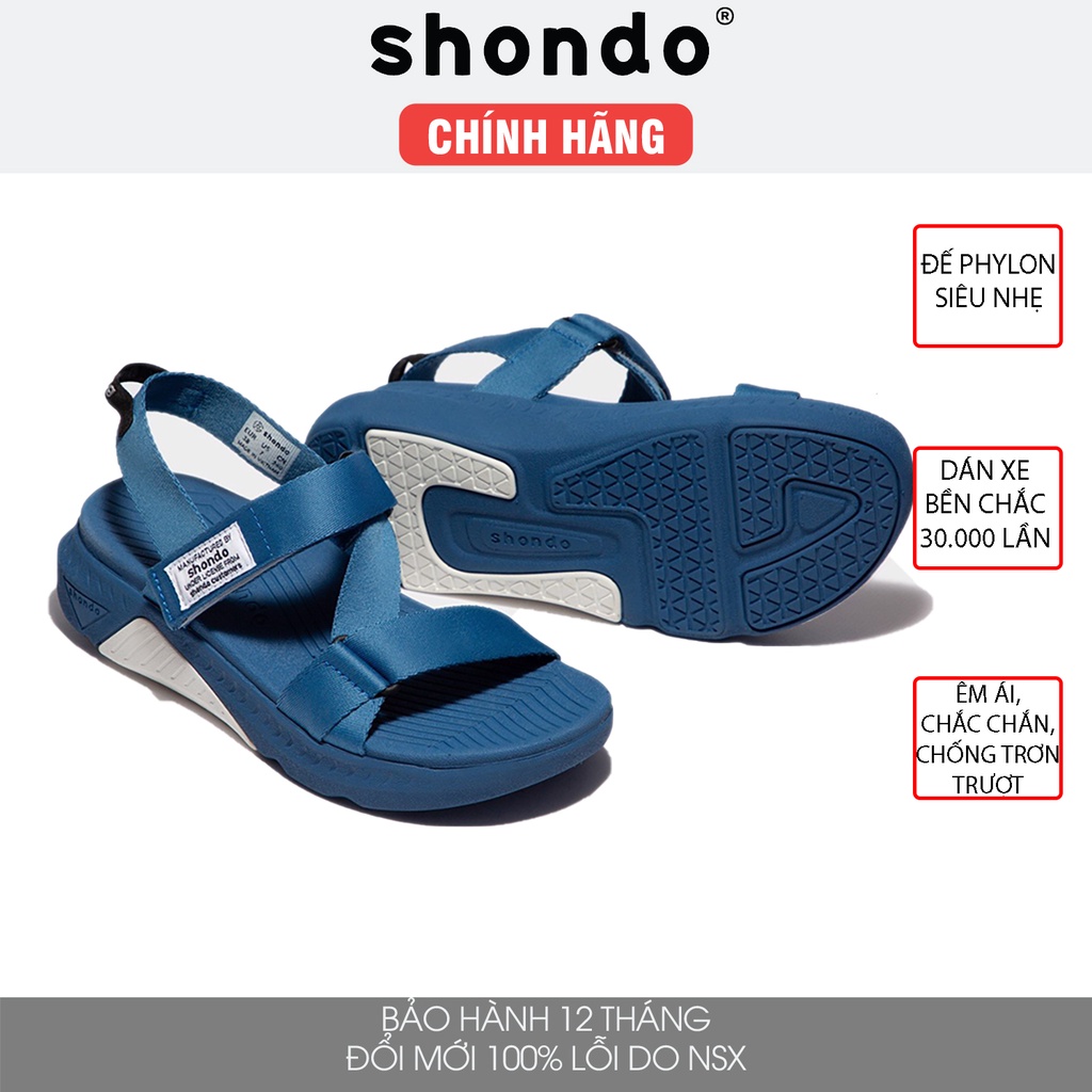 Giày sandal nam nữ Shondo F7 racing đế xanh phối trắng cender F7R3030
