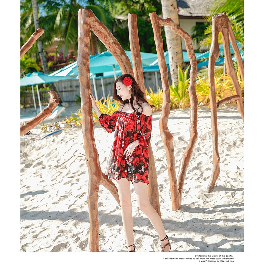 Đầm Chiffon Tay Dài Dáng Rộng Hở Vai Thiết Kế Trẻ Trung Cho Nữ | BigBuy360 - bigbuy360.vn