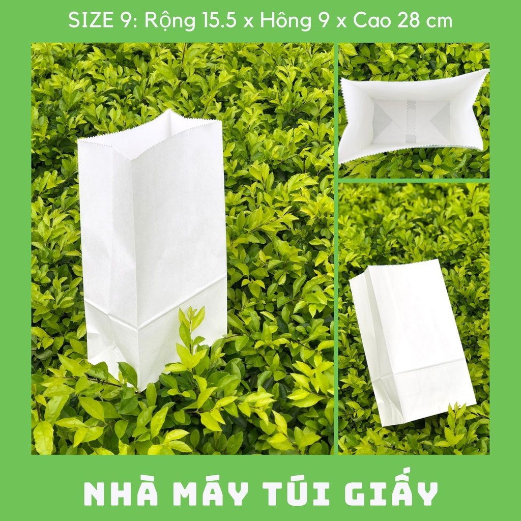 300 chiếc túi giấy kraft Nhật màu trắng Size 9 -15.5x9x28cm KHÔNG QUAI