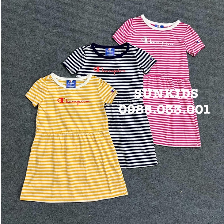 Váy bé gái kẻ thể thao chất cotton