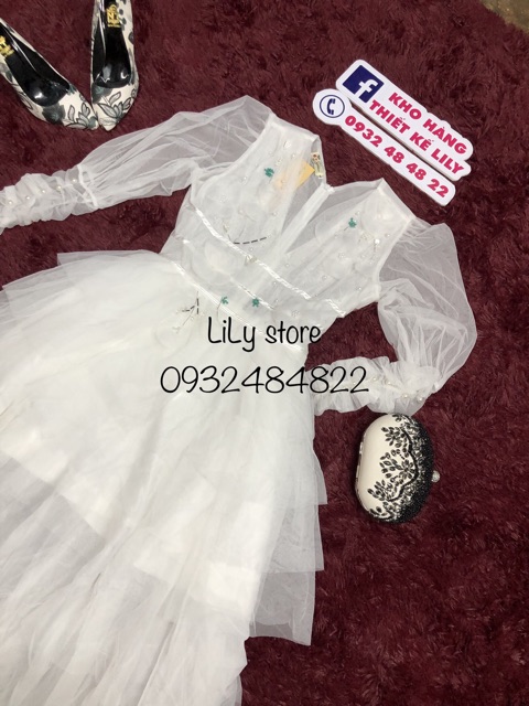 ẢNH VÀ VIDEO THẬT 1000% Đầm lưới tầng kết cườm và hoa nổi