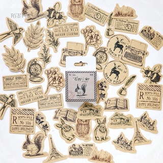 Hộp 45 miếng dán sticker hình sóc trang trí sổ vintage cổ điển