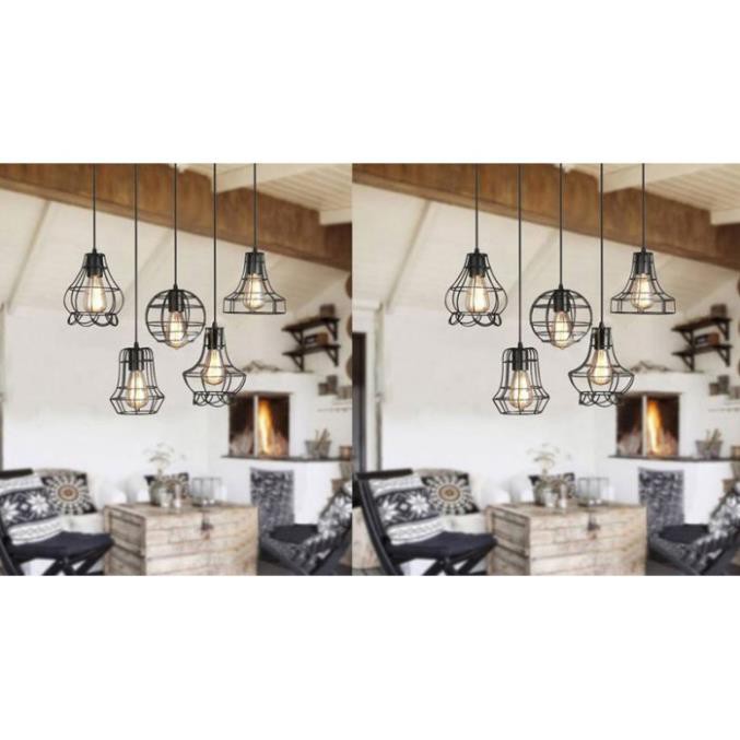 Đèn Thả trang trí trần hình rọ sắt trang trí shop quần áo spa nhà hàng decor nội thất (chưa bao gồm bóng led)