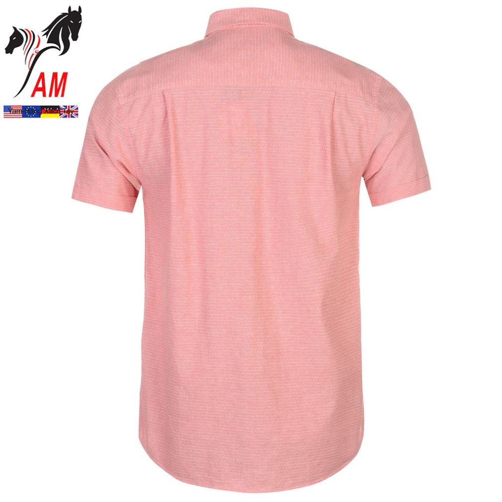 [100% Cotton] Áo Sơ Mi Nam Ngắn Tay PIERRE Cardin Dobby Short Sleeve Cao Cấp Shirt Mens (Coral - Size EU - UK) !