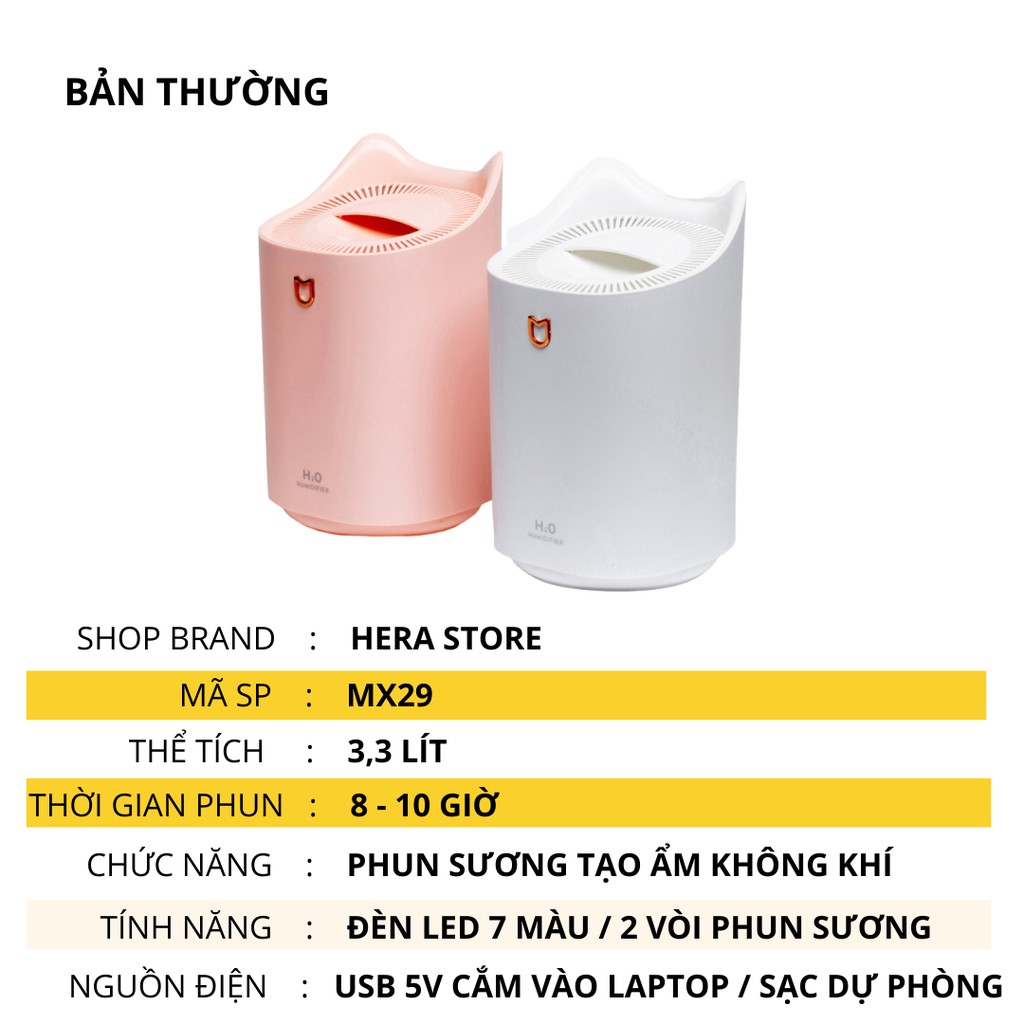 Máy khuếch tán phun sương tạo ẩm thể tích lớn H2O 3000ml cho phòng lớn MX29