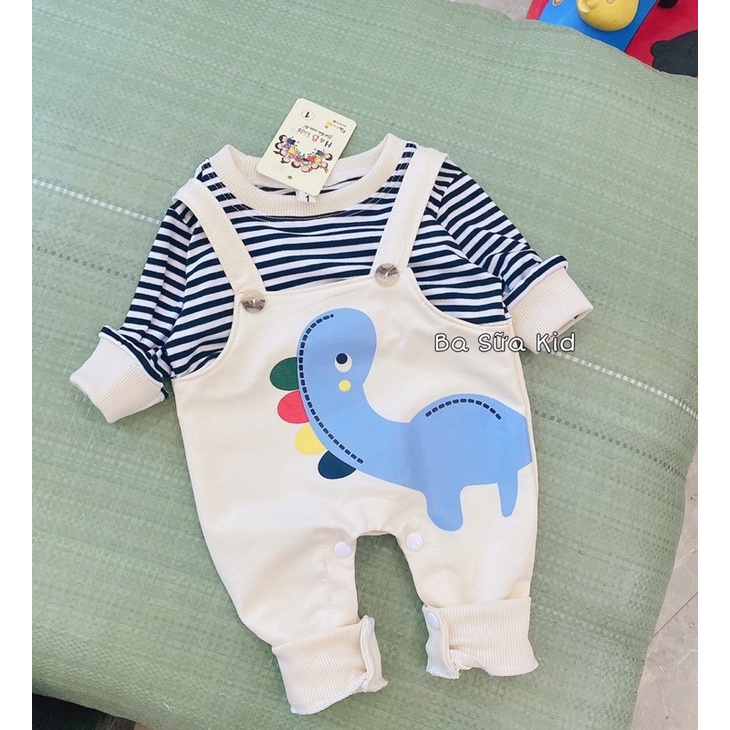 (BD81) Body Cho Bé. Body Liền Thân Dài Tay Cho Bé Sơ Sinh in hình khủng long từ 4kg - 14kg chất da cá mềm mịn