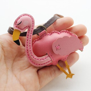 Móc khóa da thú nhồi bông flamingo pt048