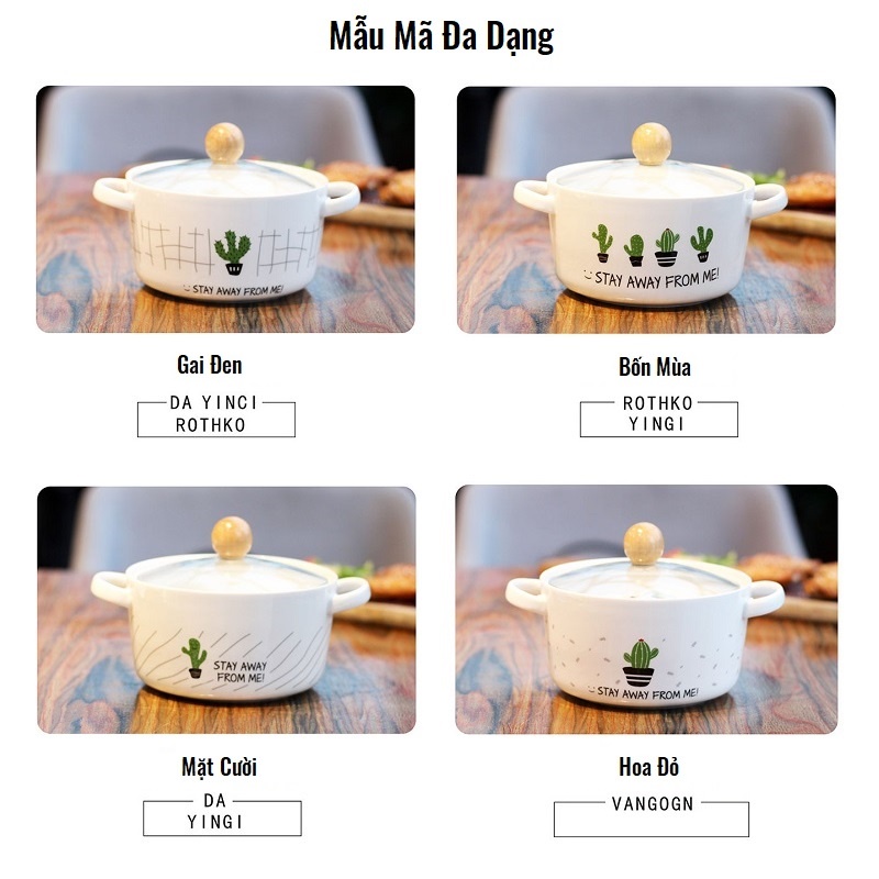Bát đĩa, bát đĩa sứ đẹp phong cách Hàn Quốc họa tiết xương rồng - Phụ kiện bàn ăn