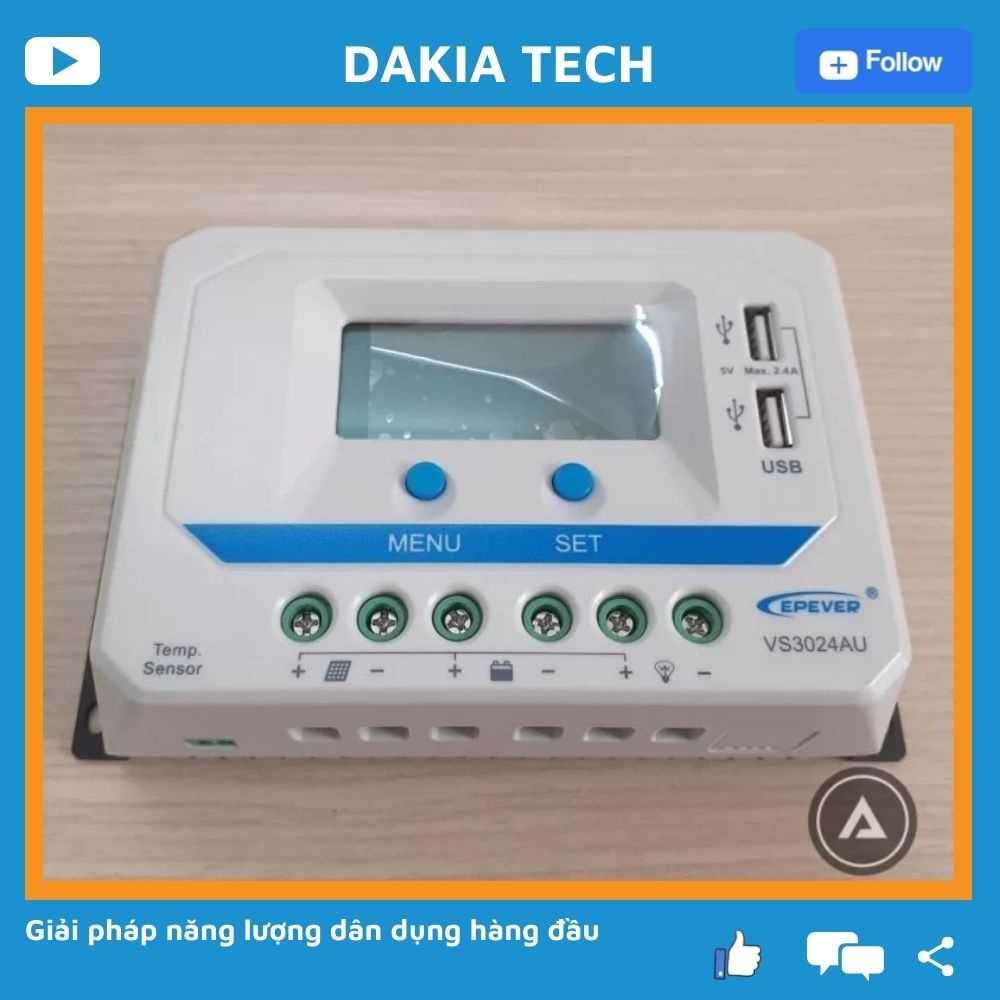 Bộ Sạc Năng Lượng Mặt Trời EPEVER 12-24V 30A VS3024AU