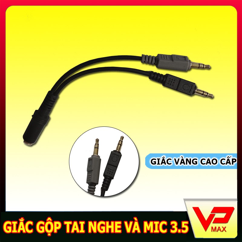 Giắc jack gộp tai nghe và mic ra jack cổng 3.5mm âm, chuyển đổi 2 cổng máy tính thành 1 cổng tai nghe điện thoại