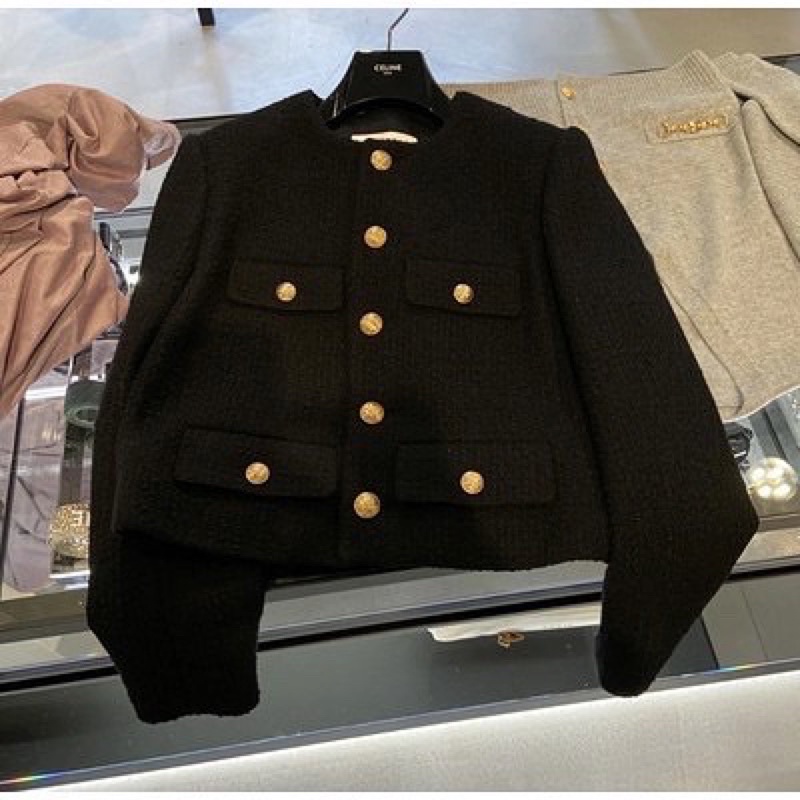 Áo khoác vải tweed màu đen giống Lisa BLACKPINK