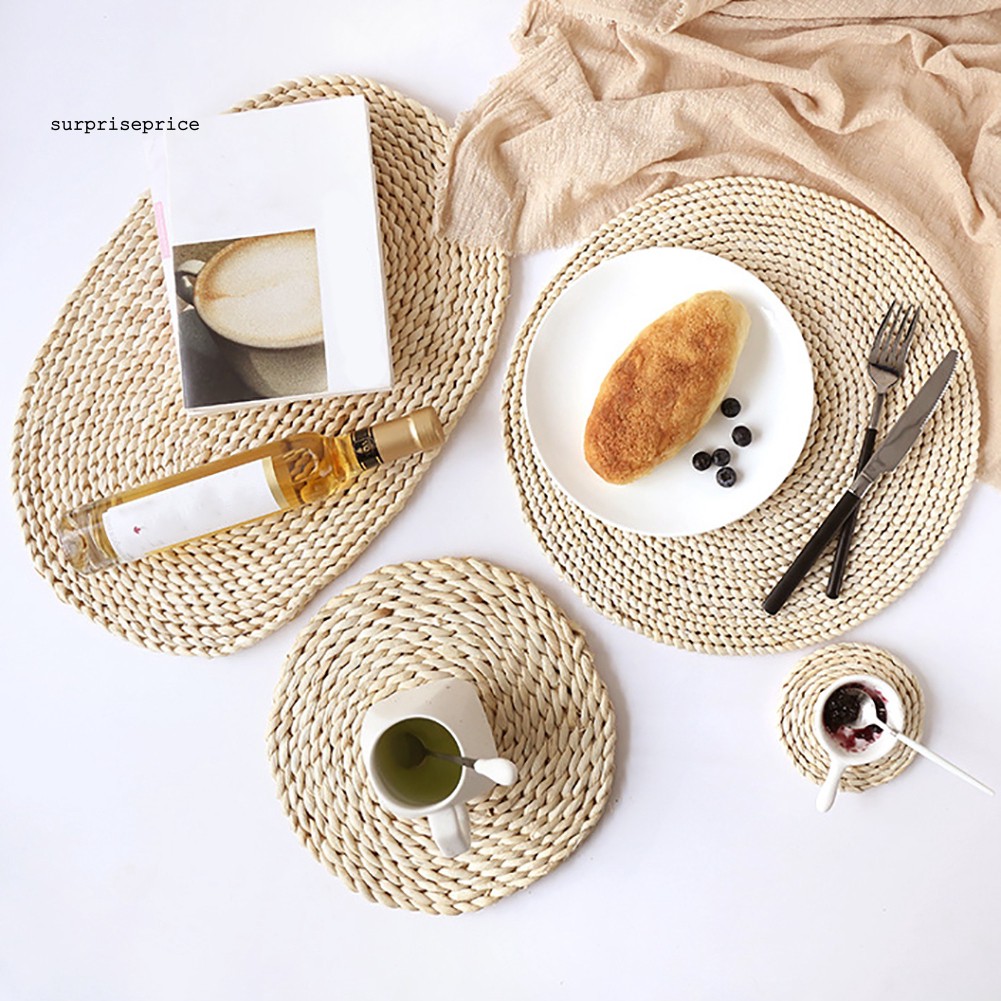 Miếng lót bàn ăn đan mây cách nhiệt dạng tròn