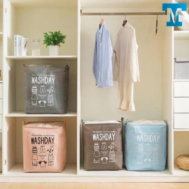 Túi vải WashDay giỏ vải đựng quần áo đựng đồ giặt vải đồ cá nhân gấp gọn đa năng deco nhà cửa đẹp xinh xắn vải canvas