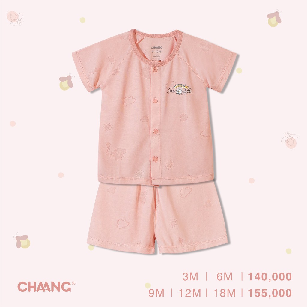 CHAANG Bộ cộc cài thẳng chất liệu cotton thoáng khí cho bé 0-18 tháng