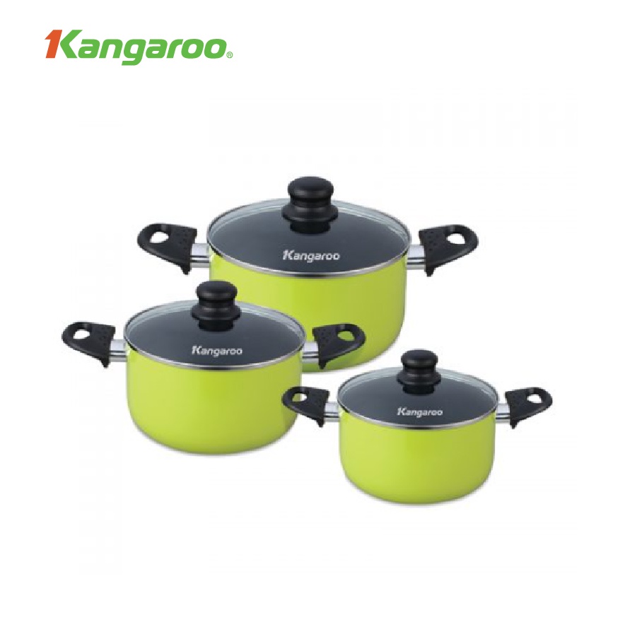 Bộ nồi nhôm (3 chiếc: 16-20-24cm, không đáy từ) Kangaroo KG993MX