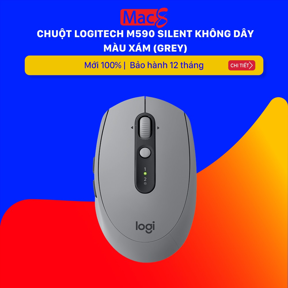 [Mã 267ELSALE hoàn 7% đơn 300K] Chuột Logitech M590 Silent không dây Màu Xám (Grey)