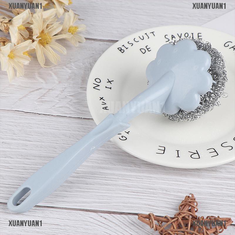 [XUANYUAN1] Bàn Chải Bóng Sợi Thép Không Gỉ Với Tay Cầm Dài Cho Nhà Bếp