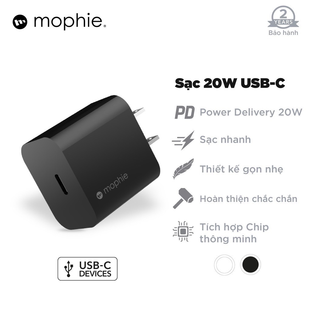 Sạc Nhanh 20W cho iphone 12, Chính hãng Mophie [Bảo hành 24 tháng]