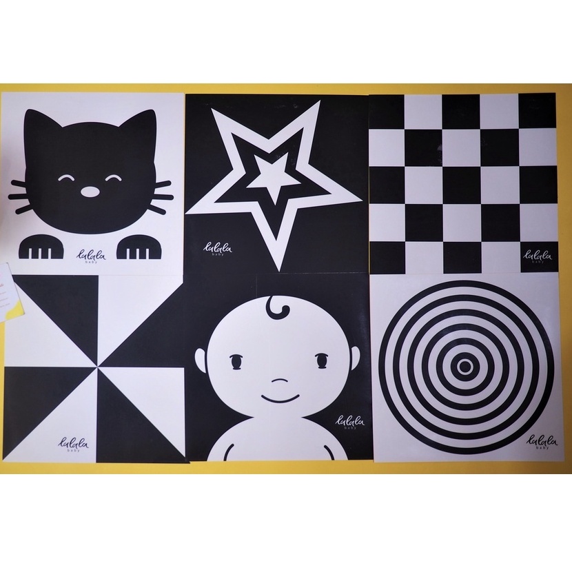 Bộ thẻ học Lalala baby, decal giấy dán tường, màu trắng đen, kích thích thị giác trẻ sơ sinh