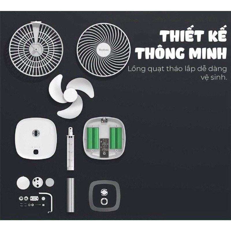 Quạt yoobao F1 10000mah,pin sạc 60h liên tục nhé quý zị