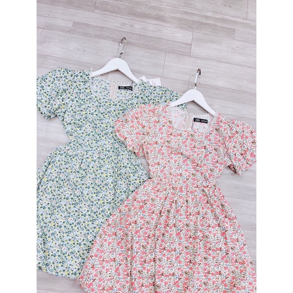 Váy babydoll đầm babydoll tay phồng cổ phối ren