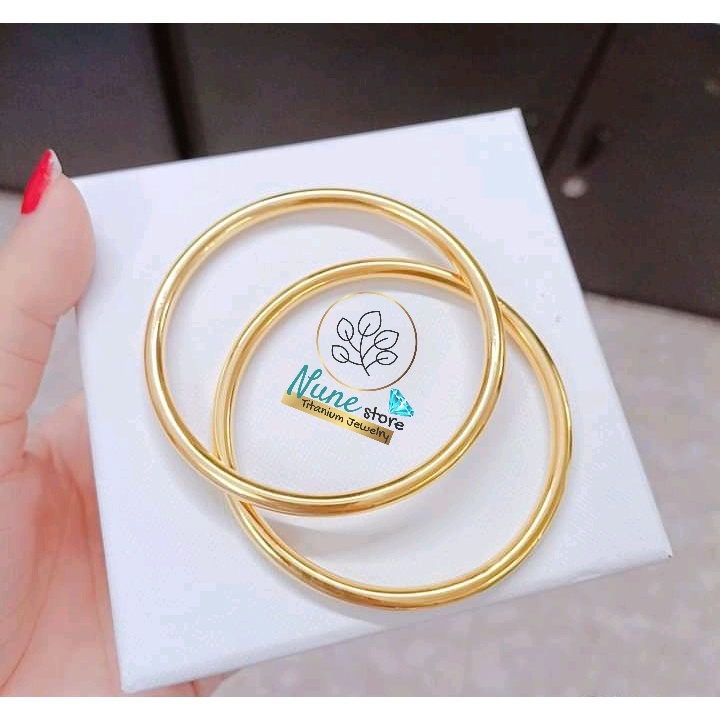 Vòng tay, lắc tay titan nữ không gỉ cao cấp trơn Nune store kiểu Hàn Quốc | BigBuy360 - bigbuy360.vn