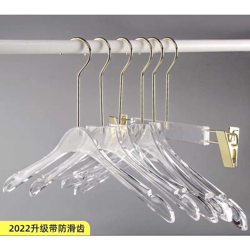 kẹp quần áo meka trong suốt đầu kẹp mạ vàng sang chảnh-chuyên dùng cho shop thời trang chụp hình, livestream