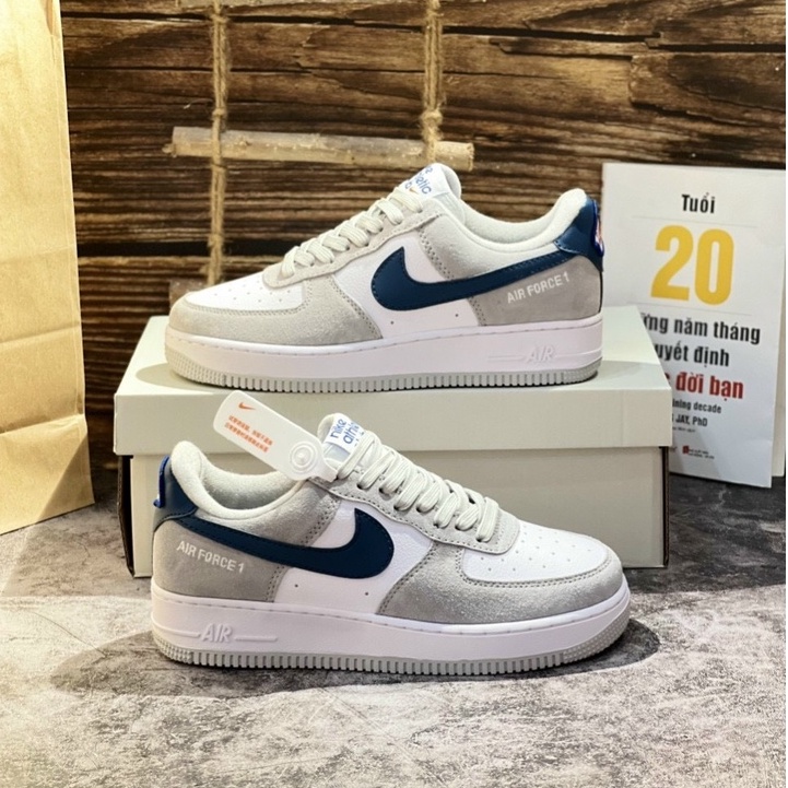 Giày Thể Thao Nikke AirForce1 Low Athletic Club/Af1 Xám Viền Xanh, CLUB XÁM XANH