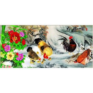 Tranh đính đá tự làm.Tranh đàn Gà thịnh vượng