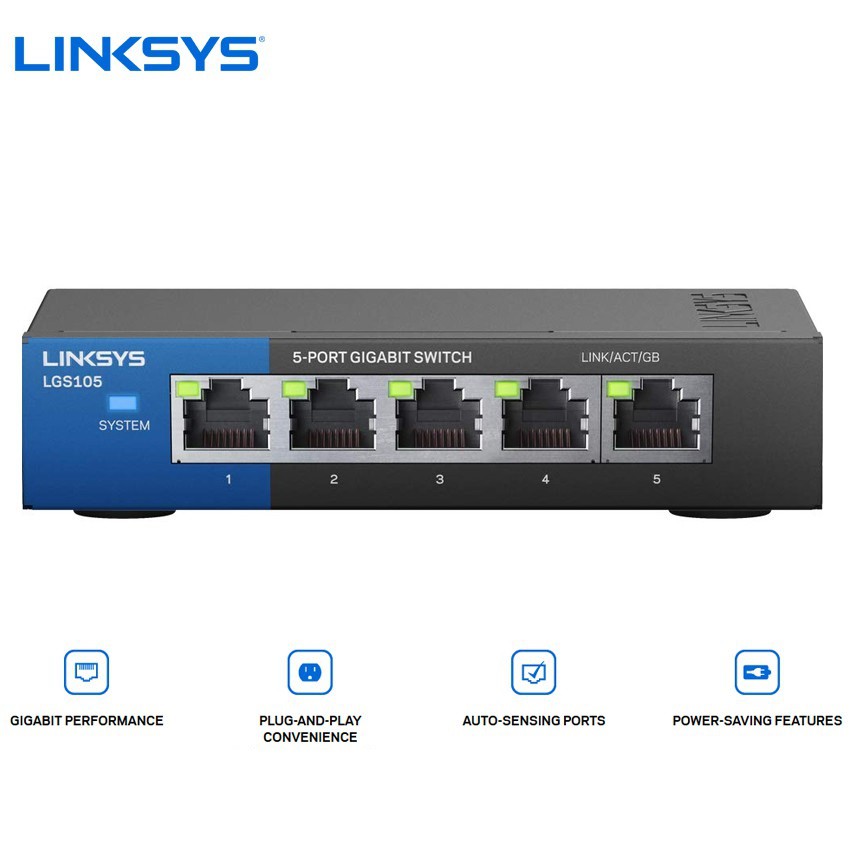 Switch chia mạng LINKSYS LGS105 5 cổng Gigabit - Hãng phân phối chính thức