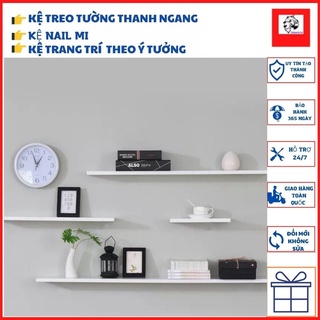 Kệ gỗ thanh ngang treo tường, kệ sơn nail giấu chân 1 thanh 30cm đến 80cm sâu 15cm kèm đủ phụ kiện.