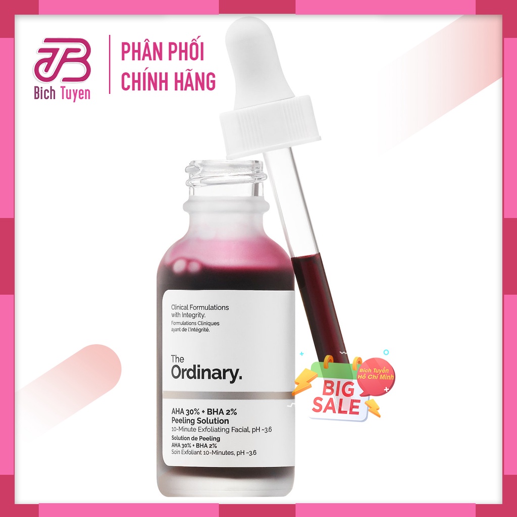 THE ORDINARY Serum tẩy tế bào chết, cải thiện mụn The Ordinary AHA 30% BHA 2% Peeling Solution 30ml BT Cosmetic