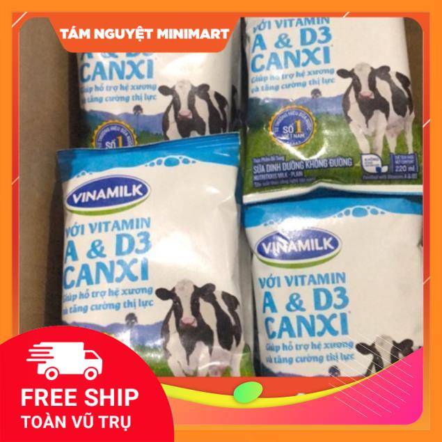 Túi sữa tươi Vinamilk không đường 220ml