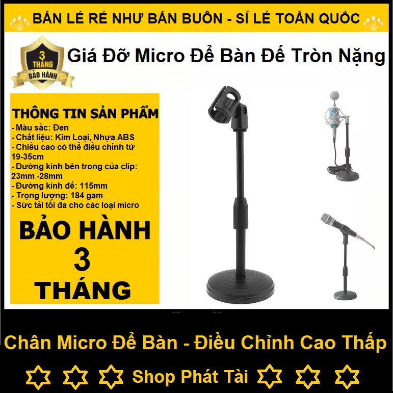 Giá Đỡ Micro Để Bàn, Giá Mic Thu Gọn - Điều Chỉnh Cao Thấp - Micro Cổ Xoay 360 Độ Tiện Dụng